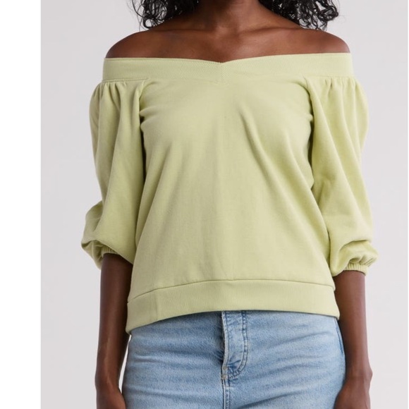 Nation Ltd Odetta 100 percent t cottonn off the shoulder top